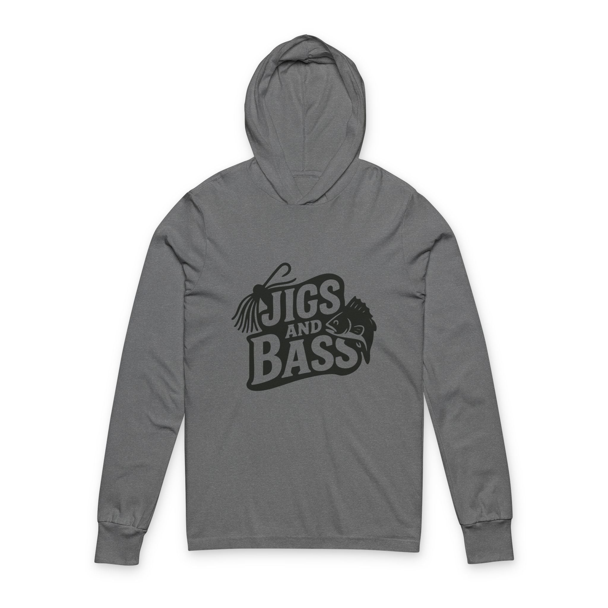 Fishing Jigs and Bass Unisex Hooded Long Sleeve Tee - Ideal for Anglers