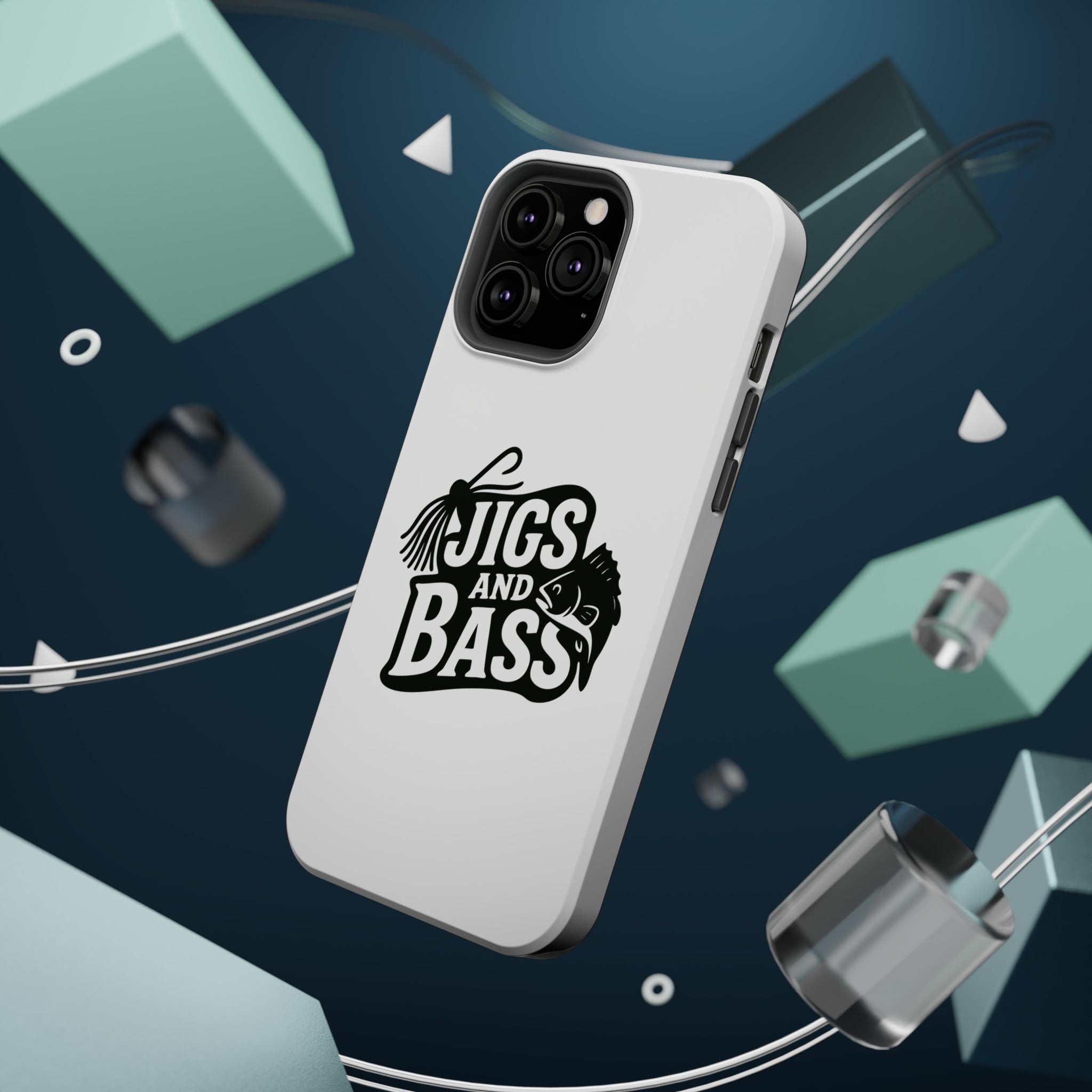 Fishing Enthusiast Impact-Resistant Phone Case - "Jigs and Bass" Design