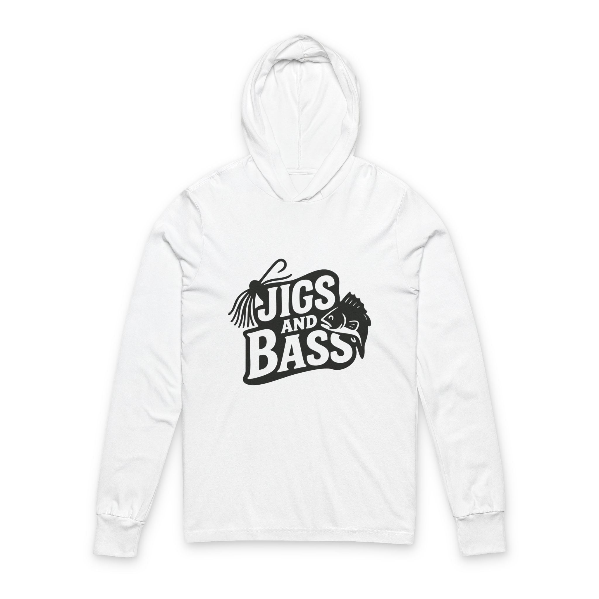 Fishing Jigs and Bass Unisex Hooded Long Sleeve Tee - Ideal for Anglers